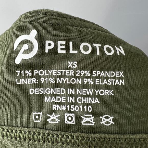 PELOTON Olive Green Sports Bra Stretch Spaghetti Strap Scoop Neck Size XSmall XS - Picture 8 of 8